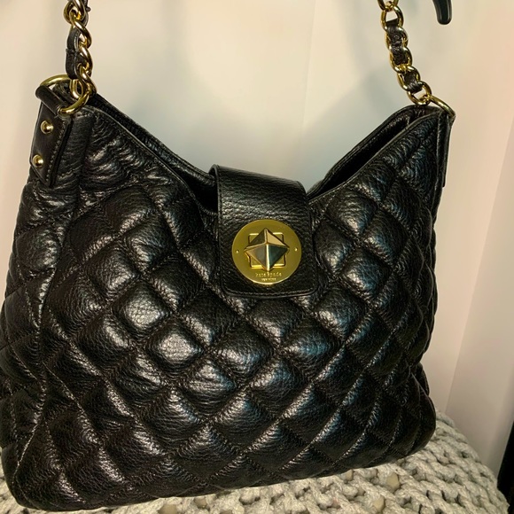 kate spade Handbags - 👛👜 So Cute Kate Spade Quilted Black Leather HandBag With Chain Straps👛👜